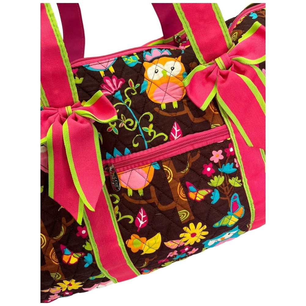 NGIL Vibrant Owl And Floral Print Quilted Brown Pink - Picture 6 of 11